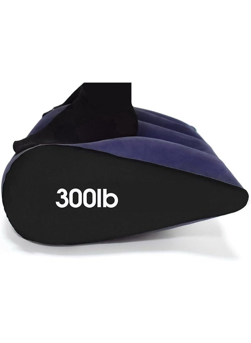 نفخ أسفينة وسادة ، أسفينة السرير وموقع الجسم ، وسادة السفر ، وسادة موقف الجسم ، التجمع السطحي للنوم السفر اليوغا (أزرق ، بدون مقبض) - Image 4